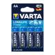 Pack 4x Pilas Varta AA Long Life Power LR06